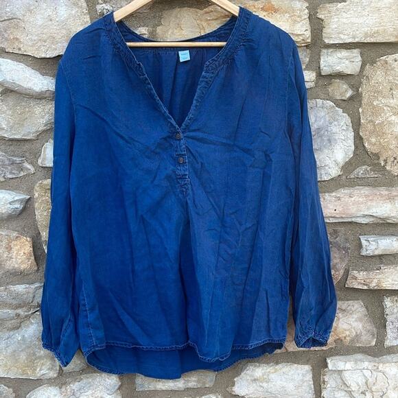 Old Navy chambray long sleeve v-neck blouse size XL - Picture 5 of 7